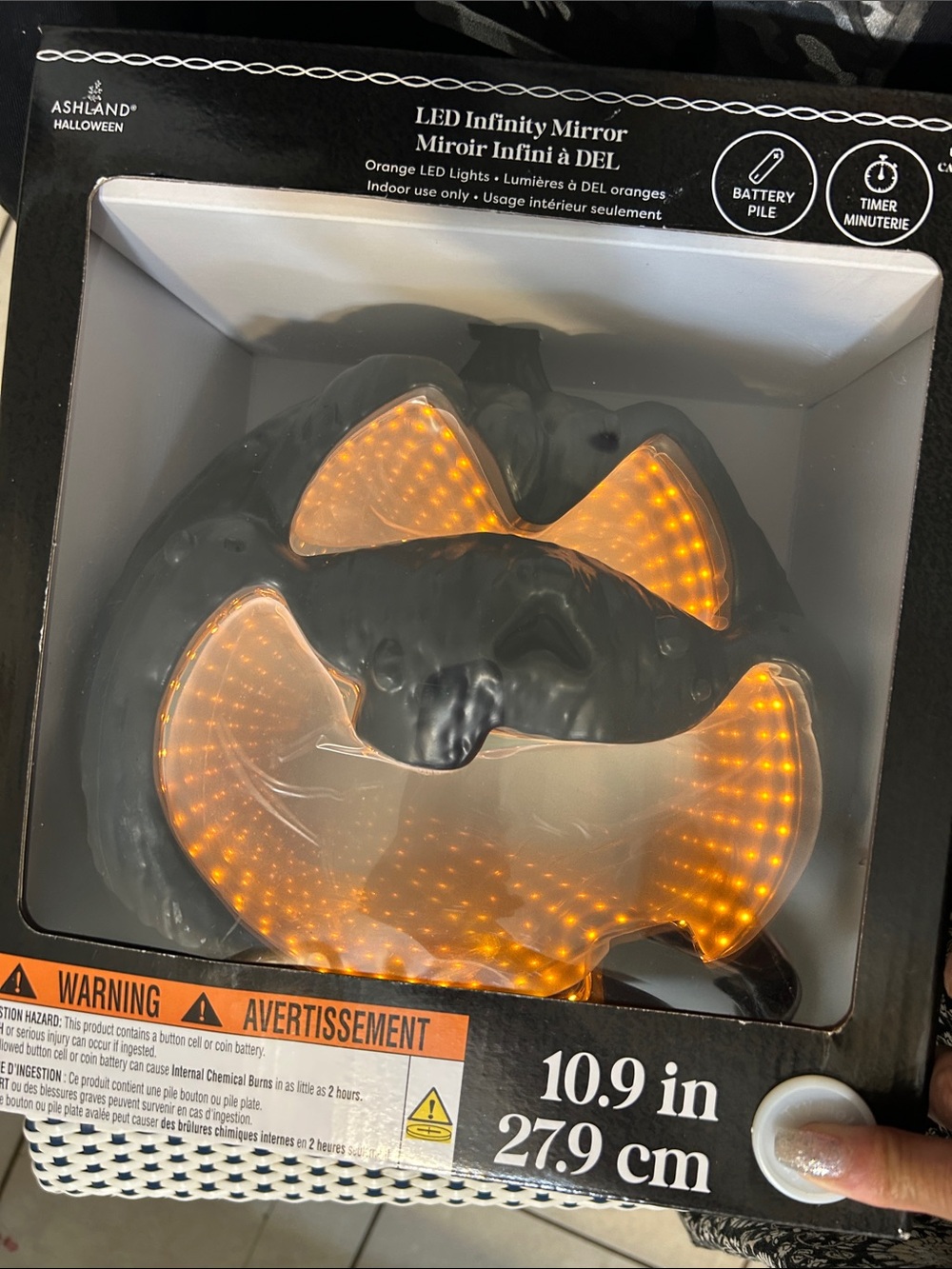 Ashland Orange LED Infinity Mirror Jack-o'-Lantern Décor